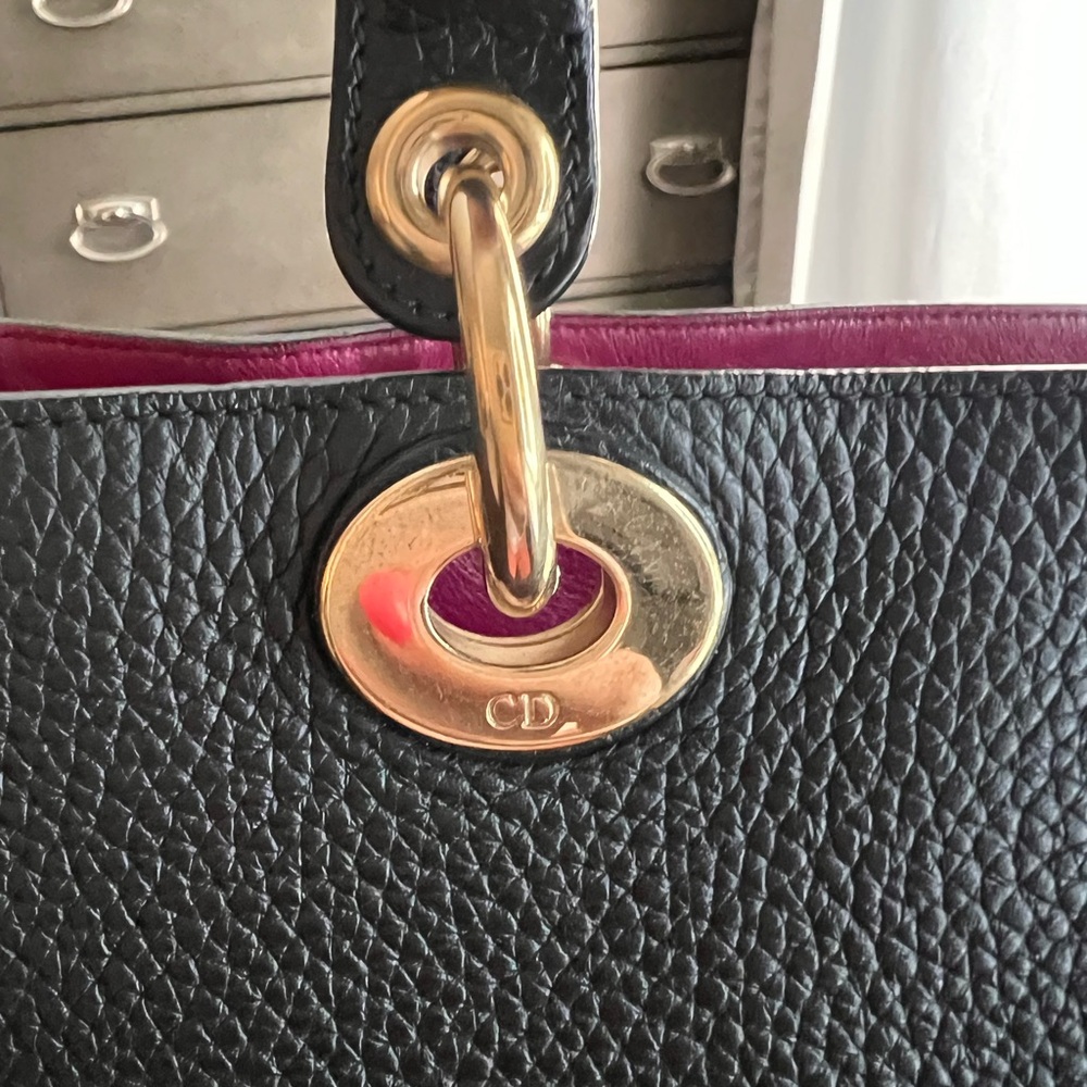 Christian Dior Diorissimo 2 way tote bag in pebbled calfskin black rose - Picture 5 of 11